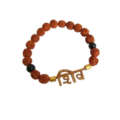 Mahadev Shiva Black Quartz Rudraksha Bracelet By Menjewell